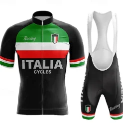 Men's Cycling Jersey with Bib Shorts Short Sleeve Mountain Bike MTB Road Bike Cycling Black White Blue Graphic Bike Clothing Suit 3D Pad Breathable Quick Dry Back Pocket Polyester Spandex Sports