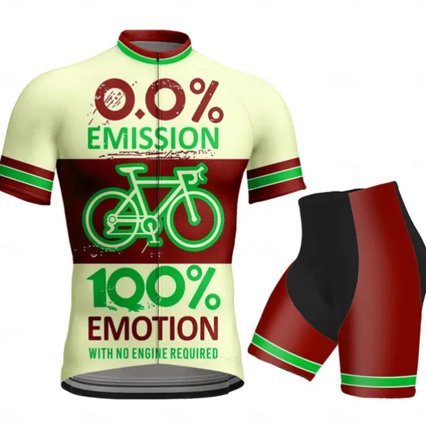 Men's Cycling Jersey with Shorts Short Sleeve Mountain Bike MTB Road Bike Cycling Black Wine khaki Graphic Bike Clothing Suit 3D Pad Breathable Quick Dry Back Pocket Polyester Spandex Sports Graphic