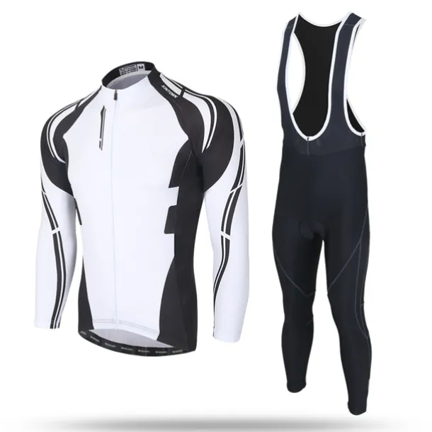 Men's Cycling Jersey with Bib Tights Long Sleeve Mountain Bike MTB Road Bike Cycling Winter Black Yellow Red Bike Pants / Trousers Jersey Bib Tights Thermal Warm Fleece Lining Windproof 3D Pad