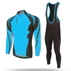 Men's Cycling Jersey with Bib Tights Long Sleeve Mountain Bike MTB Road Bike Cycling Winter Black Yellow Red Bike Pants / Trousers Jersey Bib Tights Thermal Warm Fleece Lining Windproof 3D Pad