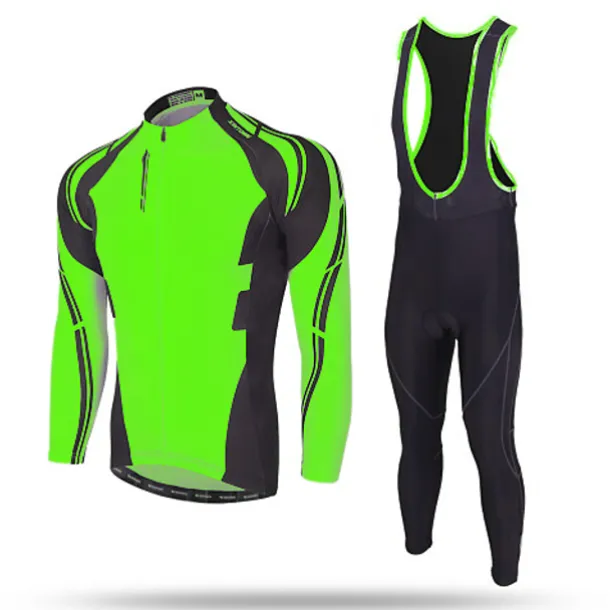 Men's Cycling Jersey with Bib Tights Long Sleeve Mountain Bike MTB Road Bike Cycling Winter Black Yellow Red Bike Pants / Trousers Jersey Bib Tights Thermal Warm Fleece Lining Windproof 3D Pad