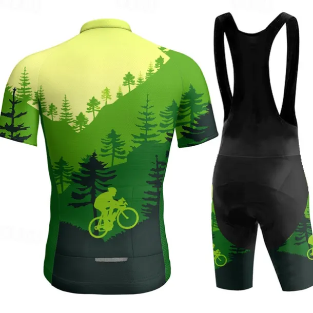 Men's Cycling Jersey with Bib Shorts Short Sleeve Mountain Bike MTB Road Bike Cycling Yellow Sky Blue Orange Graphic Bike Clothing Suit 3D Pad Breathable Quick Dry Back Pocket Polyester Spandex Sports