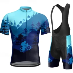 Men's Cycling Jersey with Bib Shorts Short Sleeve Mountain Bike MTB Road Bike Cycling Yellow Sky Blue Orange Graphic Bike Clothing Suit 3D Pad Breathable Quick Dry Back Pocket Polyester Spandex Sports