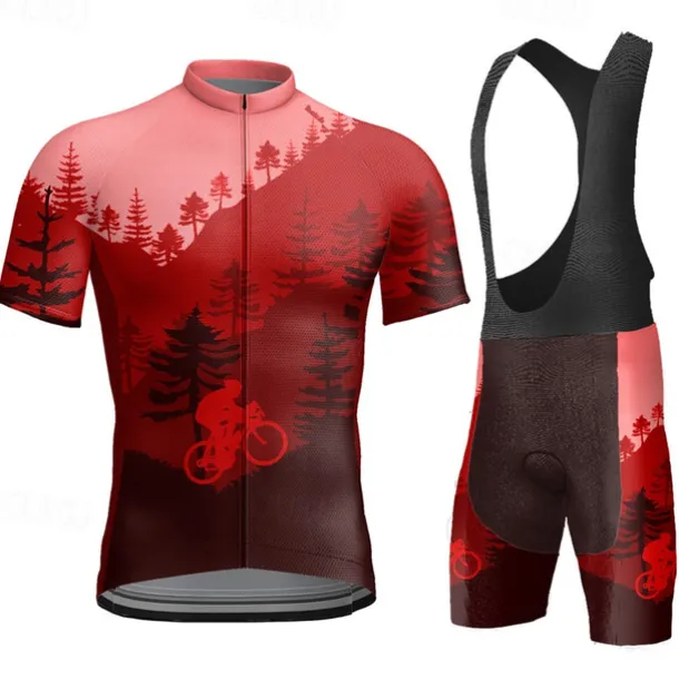 Men's Cycling Jersey with Bib Shorts Short Sleeve Mountain Bike MTB Road Bike Cycling Yellow Sky Blue Orange Graphic Bike Clothing Suit 3D Pad Breathable Quick Dry Back Pocket Polyester Spandex Sports