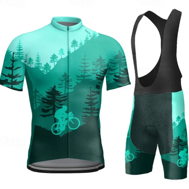 Men's Cycling Jersey with Bib Shorts Short Sleeve Mountain Bike MTB Road Bike Cycling Yellow Sky Blue Orange Graphic Bike Clothing Suit 3D Pad Breathable Quick Dry Back Pocket Polyester Spandex Sports