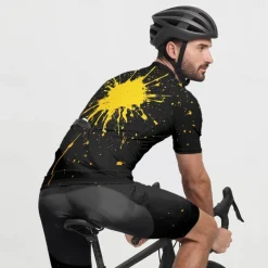 Men's Cycling Jersey with Shorts Graffiti Short Sleeve Bike Clothing Suit with 3 Rear Pockets Mountain Bike MTB Road Bike Cycling Front Zipper Sweat wicking Comfortable Breathable Sports Yellow Blue