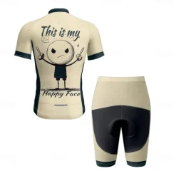 Men's Cycling Jersey with Shorts Graffiti Short Sleeve Bike Clothing Suit with 3 Rear Pockets Mountain Bike MTB Road Bike Cycling Front Zipper Sweat wicking Comfortable Breathable Sports Khaki