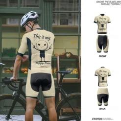 Men's Cycling Jersey with Shorts Graffiti Short Sleeve Bike Clothing Suit with 3 Rear Pockets Mountain Bike MTB Road Bike Cycling Front Zipper Sweat wicking Comfortable Breathable Sports Khaki