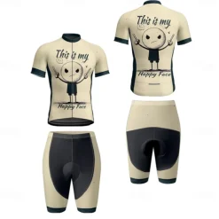 Men's Cycling Jersey with Shorts Graffiti Short Sleeve Bike Clothing Suit with 3 Rear Pockets Mountain Bike MTB Road Bike Cycling Front Zipper Sweat wicking Comfortable Breathable Sports Khaki