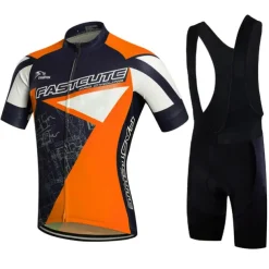 Men's Cycling Jersey with Bib Shorts Short Sleeve Mountain Bike MTB Road Bike Cycling Fall White Yellow Red Fashion Plus Size Bike Clothing Suit 3D Pad Breathable Quick Dry Back Pocket Sweat wicking