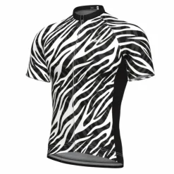 Men's Cycling Jersey Zebra Short Sleeve Bike Jersey Top with 3 Rear Pockets Mountain Bike MTB Road Bike Cycling Quick Dry Reflective Strips Back Pocket Moisture Wicking Sports Red Black White