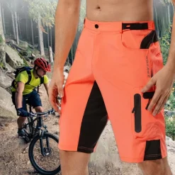 Men's Cycling MTB Shorts Bike Shorts Bike Shorts Baggy Shorts Mountain Bike MTB Road Bike Cycling Sports Breathable Quick Dry Lightweight Reflective Strips Black with red Black Clothing Apparel Bike