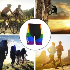 Men's Cycling Road Shorts Bike Shorts Cycling Padded Shorts Bike Padded Shorts / Chamois Mountain Bike MTB Road Bike Cycling Sports Rainbow 3D Pad Cycling Breathable Quick Dry Yellow Red Polyester