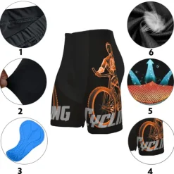 Men's Cycling Road Shorts Bike Shorts Cycling Padded Shorts Bike Shorts Padded Shorts / Chamois Mountain Bike MTB Road Bike Cycling Sports Graphic 3D Pad Cycling Breathable Quick Dry Black White