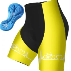 Men's Cycling Shorts Bike Padded Shorts / Chamois Bottoms Mountain Bike MTB Road Bike Cycling Sports Graphic 3D Pad Breathable Quick Dry Moisture Wicking Black Yellow Polyester Spandex Clothing