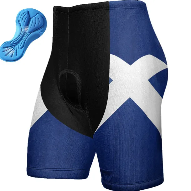 Men's Cycling Shorts Bike Padded Shorts / Chamois Bottoms Mountain Bike MTB Road Bike Cycling Sports Graphic National Flag 3D Pad Cycling Breathable Quick Dry Red Blue Polyester Spandex Clothing