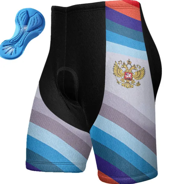 Men's Cycling Shorts Bike Padded Shorts / Chamois Bottoms Mountain Bike MTB Road Bike Cycling Sports Graphic National Flag 3D Pad Cycling Breathable Quick Dry Red Blue Polyester Spandex Clothing