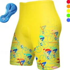 Men's Cycling Shorts Bike Padded Shorts / Chamois Bottoms Mountain Bike MTB Road Bike Cycling Sports Graphic 3D Pad Breathable Quick Dry Moisture Wicking Black Yellow Polyester Spandex Clothing