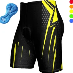 Men's Cycling Shorts Bike Padded Shorts / Chamois Bottoms Mountain Bike MTB Road Bike Cycling Sports Geometic 3D Pad Breathable Quick Dry Moisture Wicking Yellow Red Polyester Spandex Clothing Apparel