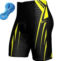 Men's Cycling Shorts Bike Padded Shorts / Chamois Bottoms Mountain Bike MTB Road Bike Cycling Sports Geometic 3D Pad Breathable Quick Dry Moisture Wicking Yellow Red Polyester Spandex Clothing Apparel