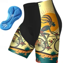 Men's Cycling Shorts Bike Padded Shorts / Chamois Bottoms Mountain Bike MTB Road Bike Cycling Sports Graphic 3D Pad Breathable Quick Dry Moisture Wicking Yellow Pink Polyester Spandex Clothing Apparel