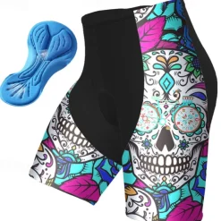 Men's Cycling Shorts Bike Padded Shorts / Chamois Bottoms Mountain Bike MTB Road Bike Cycling Sports Graphic Skull 3D Pad Cycling Breathable Quick Dry Pink Red Polyester Spandex Clothing Apparel Bike