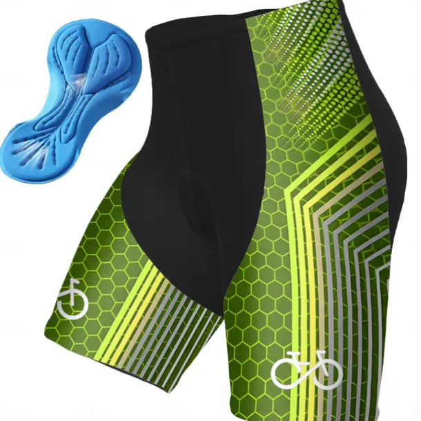 Men's Cycling Shorts Bike Padded Shorts / Chamois Bottoms Mountain Bike MTB Road Bike Cycling Sports Graphic Geometic 3D Pad Breathable Quick Dry Moisture Wicking Yellow Blue Polyester Spandex