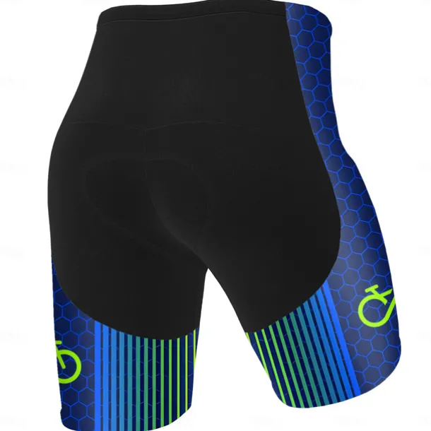 Men's Cycling Shorts Bike Padded Shorts / Chamois Bottoms Mountain Bike MTB Road Bike Cycling Sports Graphic Geometic 3D Pad Breathable Quick Dry Moisture Wicking Yellow Blue Polyester Spandex