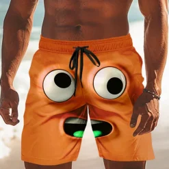 Men's 3D Cartoon Smile Face Swim Trunks Swim Shorts Board Shorts Mid Waist Funny Outdoor Vacation Dailywear Side Pockets Mesh Lining Elastic Drawstring Waist Designer Clothing Apparel