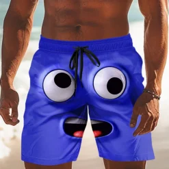 Men's 3D Cartoon Smile Face Swim Trunks Swim Shorts Board Shorts Mid Waist Funny Outdoor Vacation Dailywear Side Pockets Mesh Lining Elastic Drawstring Waist Designer Clothing Apparel