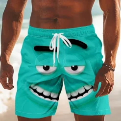 Men's 3D Cartoon Smile Face Swim Trunks Swim Shorts Board Shorts Mid Waist Funny Outdoor Vacation Dailywear Side Pockets Mesh Lining Elastic Drawstring Waist Designer Clothing Apparel