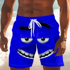 Men's 3D Cartoon Smile Face Swim Trunks Swim Shorts Board Shorts Mid Waist Funny Outdoor Vacation Dailywear Side Pockets Mesh Lining Elastic Drawstring Waist Designer Clothing Apparel