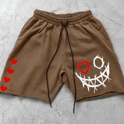 Men's 3D Print Smile Face Shorts Summer Shorts Casual Shorts Mid Waist Fashion Streetwear Designer Casual Daily Holiday Pocket Drawstring Elastic Waist Designer Clothing Apparel