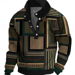 Men's 3D Print Sweatshirt Sweatshirt Zip Sweatshirt Quarter Zip Sweatshirt Long Sleeve Sweatshirt Half Zip Zip Quarter Zip Daily Casual 3D 3D Printing Vacation Holiday Going out Zipper Front Zip 1/4