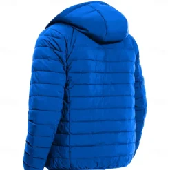 Men's Deer Down Jacket Puffer Jacket Waterproof Rain Waterproof Water Resistant Vintage Casual Daily Holiday Going out Print Fall Winter Hooded Long Sleeve Royal Blue