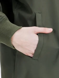 Men's Denim Bomber Jacket Coat Outdoor Sports Vintage Casual Daily Wear Vacation Going out Printing Fall & Winter Standing Collar Long Sleeve Army Green