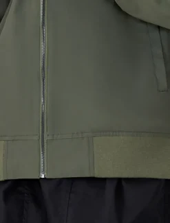 Men's Denim Bomber Jacket Coat Outdoor Sports Vintage Casual Daily Wear Vacation Going out Printing Fall & Winter Standing Collar Long Sleeve Army Green