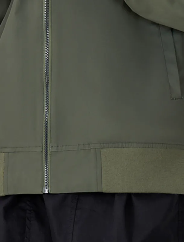 Men's Denim Bomber Jacket Coat Outdoor Sports Vintage Casual Daily Wear Vacation Going out Printing Fall & Winter Standing Collar Long Sleeve Army Green