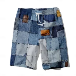 Men's Denim Color block stitching Swim Trunks Swim Shorts Board Shorts Mid Waist Hawaiian Casual Holiday Beach Drawstring with Mesh lining Elastic Waist Designer Clothing Apparel