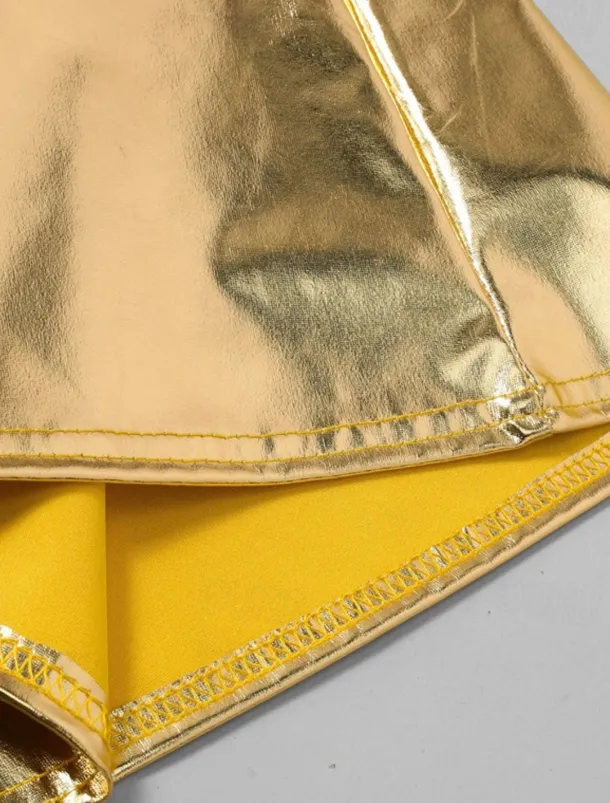 Men's Disco Pants Flared Pants Trousers Casual Pants Buttons Pocket Plain Comfort Party Stage Disco Lights Fashion Casual Gold Micro-elastic