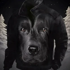 Men's Dog Graphic Prints Sweatshirts Sweatshirt Pullover Quarter Zip Hoodie Long Sleeve Sweatshirt Stand Collar Daily Casual Vintage Retro 3D Print Vacation Going out Streetwear Print Fleece Spring