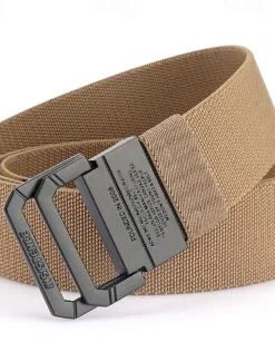 Men's Double-ring Buckle Belt Waist Belt Black Red Alloy Durable Adjustable Plain Outdoor Daily