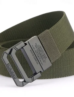 Men's Double-ring Buckle Belt Waist Belt Black Red Alloy Durable Adjustable Plain Outdoor Daily