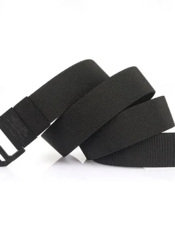 Men's Double-ring Buckle Belt Waist Belt Black Red Alloy Durable Adjustable Plain Outdoor Daily