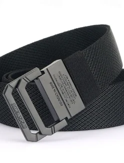 Men's Double-ring Buckle Belt Waist Belt Black Kakhi Alloy Durable Adjustable Plain Outdoor Daily