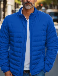 Men's Down Jacket Puffer Jacket Zipper Pocket Outdoor Christmas Gifts Home Regular Classic Thermal Warm Windproof Breathable Winter Autumn / Fall Solid Color Black Red Navy Blue Royal Blue Puffer