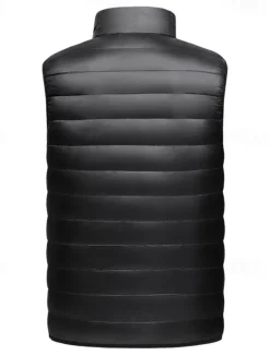 Men's Down Vest Puffer Vest Gilet Daily Date Vacation Fashion Casual Fall & Winter Pocket Nylon Duckdown Warm Comfortable Solid Color Zipper Stand Collar Regular Fit Black Burgundy Blue Gray Vest