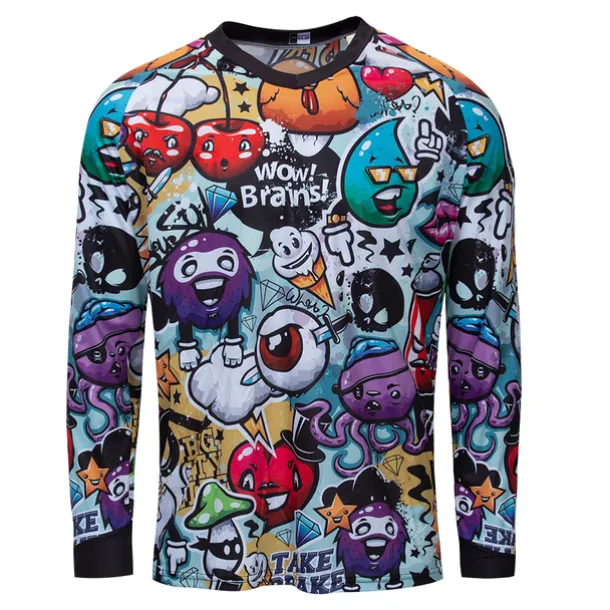 Men's Downhill Jersey Long Sleeve Mountain Bike MTB Road Bike Cycling Winter Black White Army Green Graphic Bike Fleece Lining Warm Breathable Fleece Spandex Sports Graphic Clothing Apparel