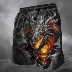 Men's Dragon Skeleton Sweat Pants Swim Shorts Board Shorts Mid Waist Vintage Designer Punk & Gothic Casual Holiday Club Designer Clothing Apparel