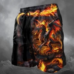 Men's Dragon Skeleton Sweat Pants Swim Shorts Board Shorts Mid Waist Vintage Designer Punk & Gothic Casual Holiday Club Designer Clothing Apparel